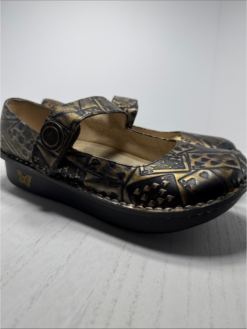 Alegria Women's Mary Jane Platform Shoes with Playing Card Print